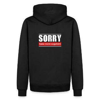 Sorry habe nicht zugehört - Männer Premium Bio Hoodie - Schwarz - Hinten - Nico (187cm)