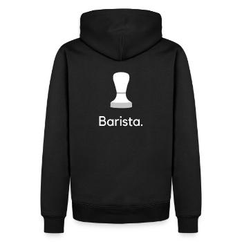 Tamper Barista Kaffee - Männer Premium Bio Hoodie - Schwarz - Hinten - Nico (187cm)
