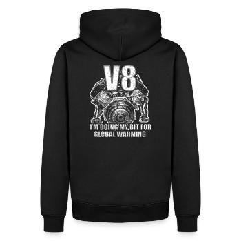 Für Greta I V8 I Beitrag zur Klimaerwärmung Diesel - Männer Premium Bio Hoodie - Schwarz - Hinten - Nico (187cm)