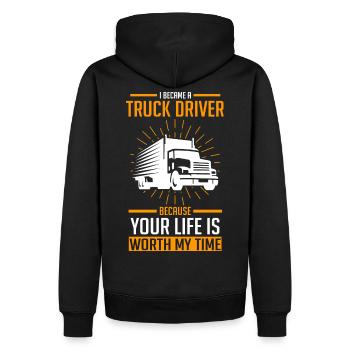 Truck driver courier gift - Men’s Premium Organic Hoodie - black - Back - Nico (187cm)