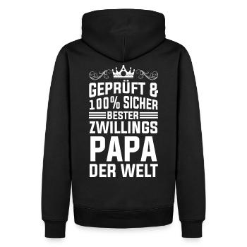 Bester Zwillingspapa Vater Von Zwillingen Vatertag - Männer Premium Bio Hoodie - Schwarz - Hinten - Nico (187cm)