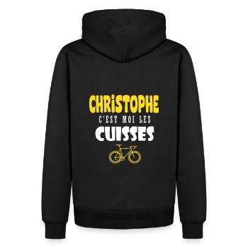 Christophe vélo c est moi les cuisses humour velo - Sweat à capuche Premium bio Homme - noir - Dos - Nico (187cm)