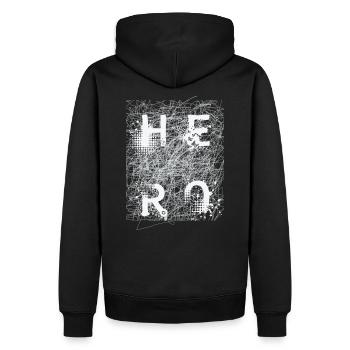 HÉROS - Sweat à capuche Premium bio Homme - noir - Dos - Nico (187cm)