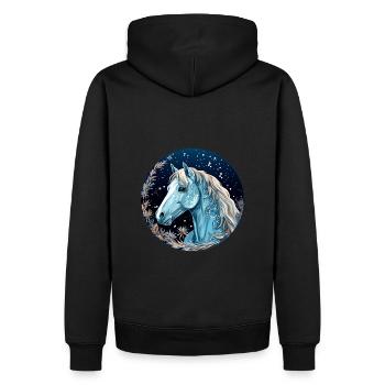 Pferd im Winter - Männer Premium Bio Hoodie - Schwarz - Hinten - Nico (187cm)
