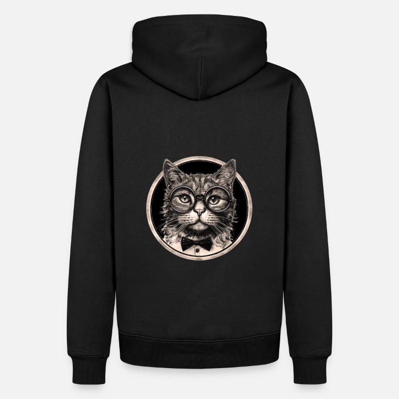 Steampunk Katze - Männer Premium Bio Hoodie - Schwarz