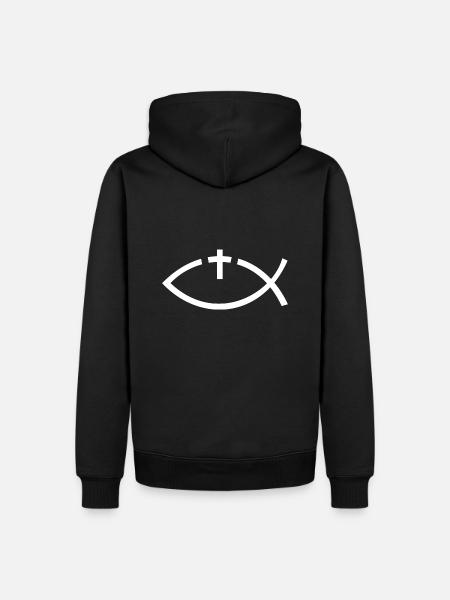 Symbole du poisson Chrétiens - Eglise - Foi - Sweat à capuche Premium bio Homme - noir