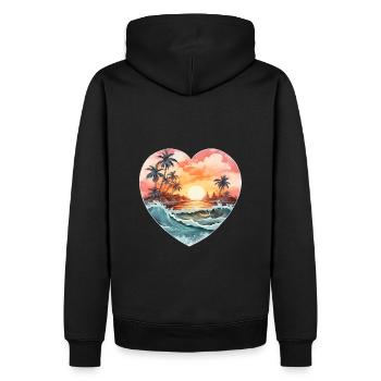 Strand Herzmotiv - Männer Premium Bio Hoodie - Schwarz - Hinten - Nico (187cm)