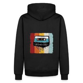 Retro Kassette schmelzend - Männer Premium Bio Hoodie - Schwarz - Hinten - Nico (187cm)