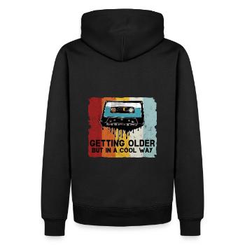 Retro Kassette Spruch - Männer Premium Bio Hoodie - Schwarz - Hinten - Nico (187cm)