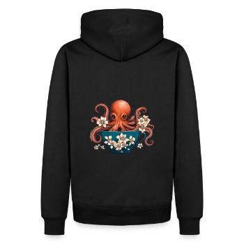 Lustiger Oktopus - Männer Premium Bio Hoodie - Schwarz - Hinten - Nico (187cm)
