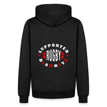 Rugby Biarritz supporter club rugby Biarritz - Sweat à capuche Premium bio Homme - noir - Dos - Nico (187cm)