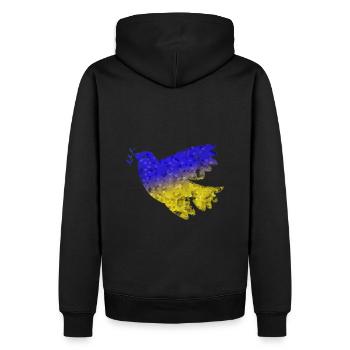 Friedenstaube Ukraine Mosaik - Männer Premium Bio Hoodie - Schwarz - Hinten - Nico (187cm)