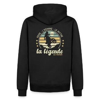 Papa homme mythe légende motard cadeau motocross - Sweat à capuche Premium bio Homme - noir - Dos - Nico (187cm)