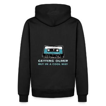 Cassette rétro - Sweat à capuche Premium bio Homme - noir - Dos - Nico (187cm)