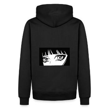 Anime Augen Schwarz weiß - Männer Premium Bio Hoodie - Schwarz - Hinten - Nico (187cm)
