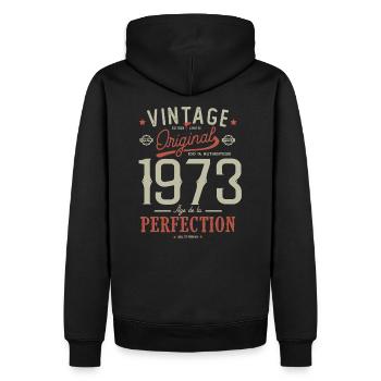 âge de la perfection 1973 anniversaire 50 ans - Sweat à capuche Premium bio Homme - noir - Dos - Nico (187cm)