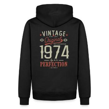 Âge de la perfection 1974 anniversaire 49 ans - Sweat à capuche Premium bio Homme - noir - Dos - Nico (187cm)