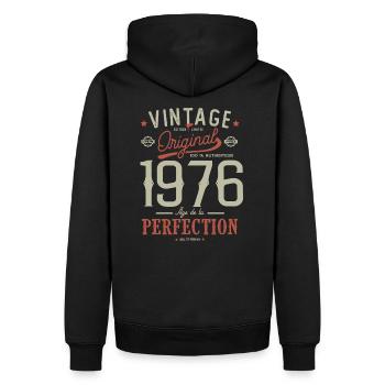 Age of Perfection 1976 Anniversary 47 Years - Men’s Premium Organic Hoodie - black - Back - Nico (187cm)