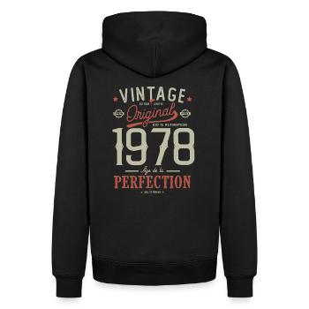 Âge perfection 1978 cadeau anniversaire 43 ans - Sweat à capuche Premium bio Homme - noir - Dos - Nico (187cm)