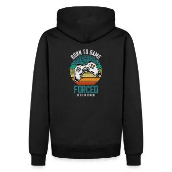 Born to Game Forced To Go To School Gamer Sort - Sweat à capuche Premium bio Homme - noir - Dos - Nico (187cm)