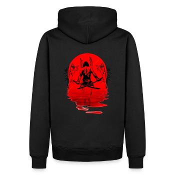 Samurai Krieger Ninja Japan Sonne - Männer Premium Bio Hoodie - Schwarz - Hinten - Nico (187cm)