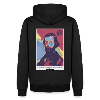 Jules Valles - Sweat à capuche Premium bio Homme - noir - Dos - Nico (187cm)