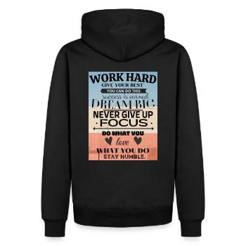 Harte Arbeit - Männer Premium Bio Hoodie - Schwarz - Hinten - Nico (187cm)