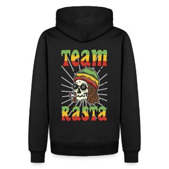 Team rasta | rasta ma | rastafarisme | dreadlocks - Sweat à capuche Premium bio Homme - noir - Dos - Nico (187cm)