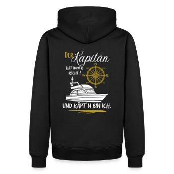 Kapitän Geschenk / Der Kapitän hat immer recht ... - Männer Premium Bio Hoodie - Schwarz - Hinten - Nico (187cm)