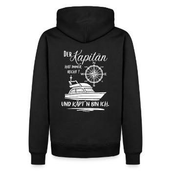 Kapitän Geschenk / Der Kapitän hat immer recht ... - Männer Premium Bio Hoodie - Schwarz - Hinten - Nico (187cm)