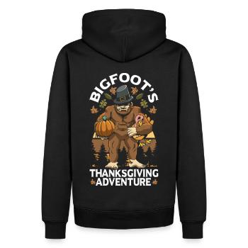 Bigfoot Thanksgiving Pilger - Männer Premium Bio Hoodie - Schwarz - Hinten - Nico (187cm)