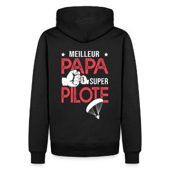Cadeau papa meilleur papa pilote de parapente - Sweat à capuche Premium bio Homme - noir - Dos - Nico (187cm)