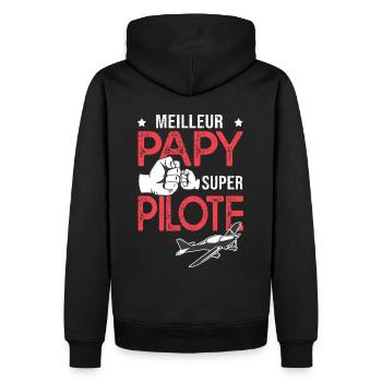 Cadeau papy meilleur papi pilote avion - Sweat à capuche Premium bio Homme - noir - Dos - Nico (187cm)
