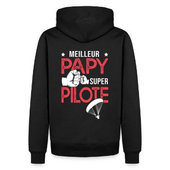 Cadeau papy meilleur papy pilote de parapente - Sweat à capuche Premium bio Homme - noir - Dos - Nico (187cm)