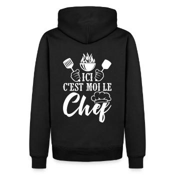 cuisinier cadeau cool chef papa papy cuisinier - Sweat à capuche Premium bio Homme - noir - Dos - Nico (187cm)