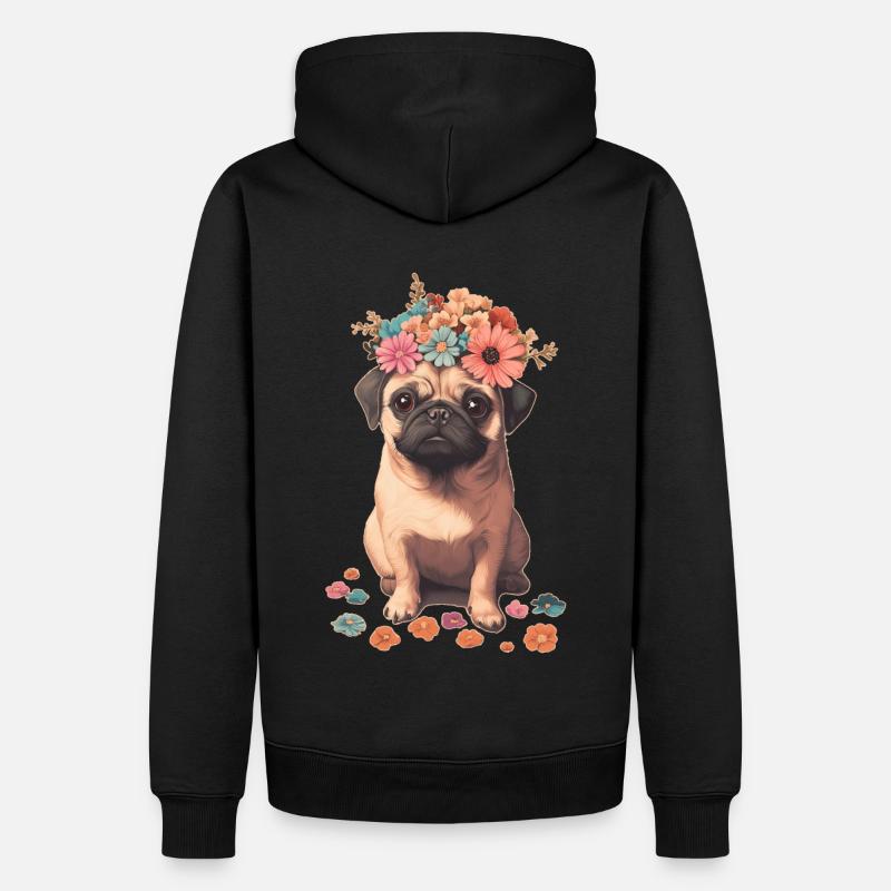 Carlin aux fleurs - Sweat à capuche Premium bio Homme - noir