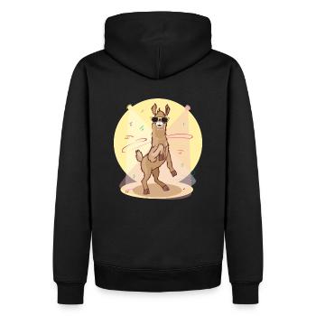 Dabbing Lama - dancing cool llama - Men’s Premium Organic Hoodie - black - Back - Nico (187cm)