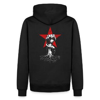Resistance roots - Männer Premium Bio Hoodie - Schwarz - Hinten - Nico (187cm)
