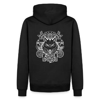 Viking, Raven, Odin, Walhalla, Norse mytholog - Men’s Premium Organic Hoodie - black - Back - Nico (187cm)