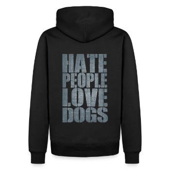 Hate People Love Dogs Hundespruch Hundesport IGP - Männer Premium Bio Hoodie - Schwarz - Hinten - Nico (187cm)