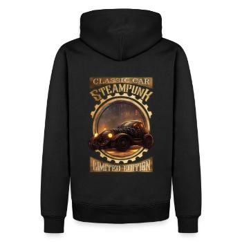 Steampunk Oldtimer, gothic und elegant - Männer Premium Bio Hoodie - Schwarz - Hinten - Nico (187cm)