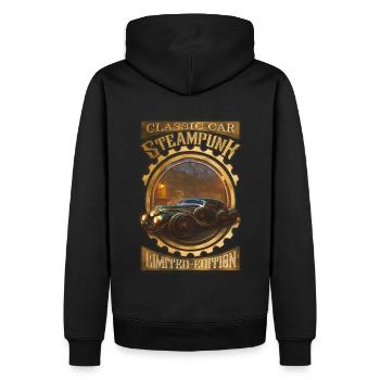 Steampunk Oldtimer Klassiker, Gothic und kraftvoll - Männer Premium Bio Hoodie - Schwarz - Hinten - Nico (187cm)