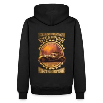 Steampunk voiture ancienne classique, gothique et élégante - Sweat à capuche Premium bio Homme - noir - Dos - Nico (187cm)