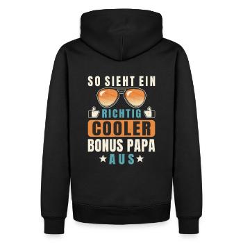Bonus Papa Cooler Bonus Papa Stiefvater Vatertag - Männer Premium Bio Hoodie - Schwarz - Hinten - Nico (187cm)