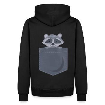 Raton laveur - mignon - sac - Sweat à capuche Premium bio Homme - noir - Dos - Nico (187cm)