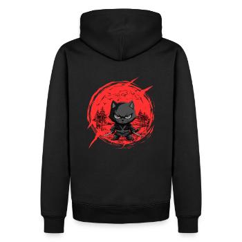 Fierce Ninja Cat - T-Shirt For Cat Lovers - Men’s Premium Organic Hoodie - black - Back - Nico (187cm)