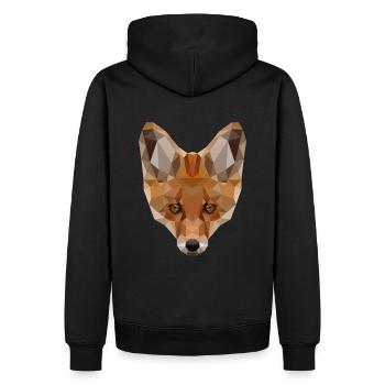 Fuchs | Polygon Fuchs Kopf | Fuchskopf geometrisch - Männer Premium Bio Hoodie - Schwarz - Hinten - Nico (187cm)