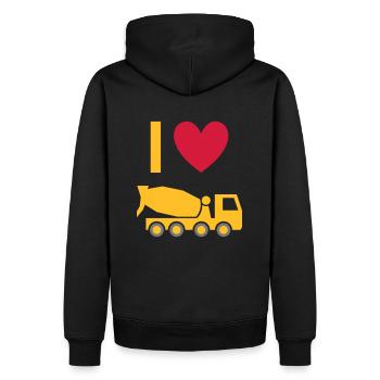 Ich liebe Betonmischfahrzeuge - Männer Premium Bio Hoodie - Schwarz - Hinten - Nico (187cm)