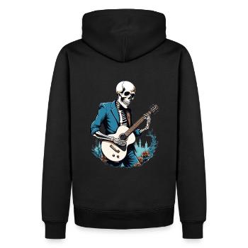 Skelett mit Gitarre - Männer Premium Bio Hoodie - Schwarz - Hinten - Nico (187cm)
