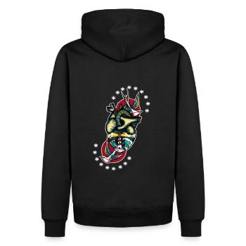 Cœur hirondelles - Sweat à capuche Premium bio Homme - noir - Dos - Nico (187cm)